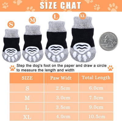 Frienda 8 Pieces Small Dog Socks Pet Knit Socks Anti-Slip Cat Booties Adjustable Paw Protector for Small Puppies and Kittens Traction Control(S,Pink)
