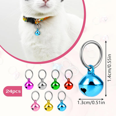 24 Pcs Cat Bells, Dog Cat Bell for Collar with Loud Crisp Sound, Pet Bells for Dog Cats Collar, Charm Pet Pendant Accessories, Loose Beads Pets Accessories, Bell for Christmas Decoration Party