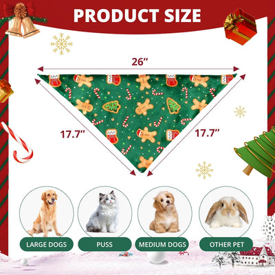 Christmas Dog Bandanas, 2 Pack Cute Patterns Xmas Pet Scarf for Boy and Girl, Premium Durable and Soft Fabric, Holiday Pet Christmas Costume with Festival Elements for Small Medium Large Dogs (Set 1)