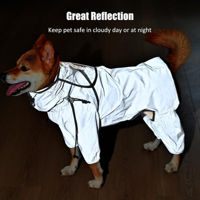 Avont Dog Raincoat - Waterproof Rain Jacket with Transparent Hood, Fully Reflective & Adjustable Pet Rain Poncho for Puppy -Grey (M)