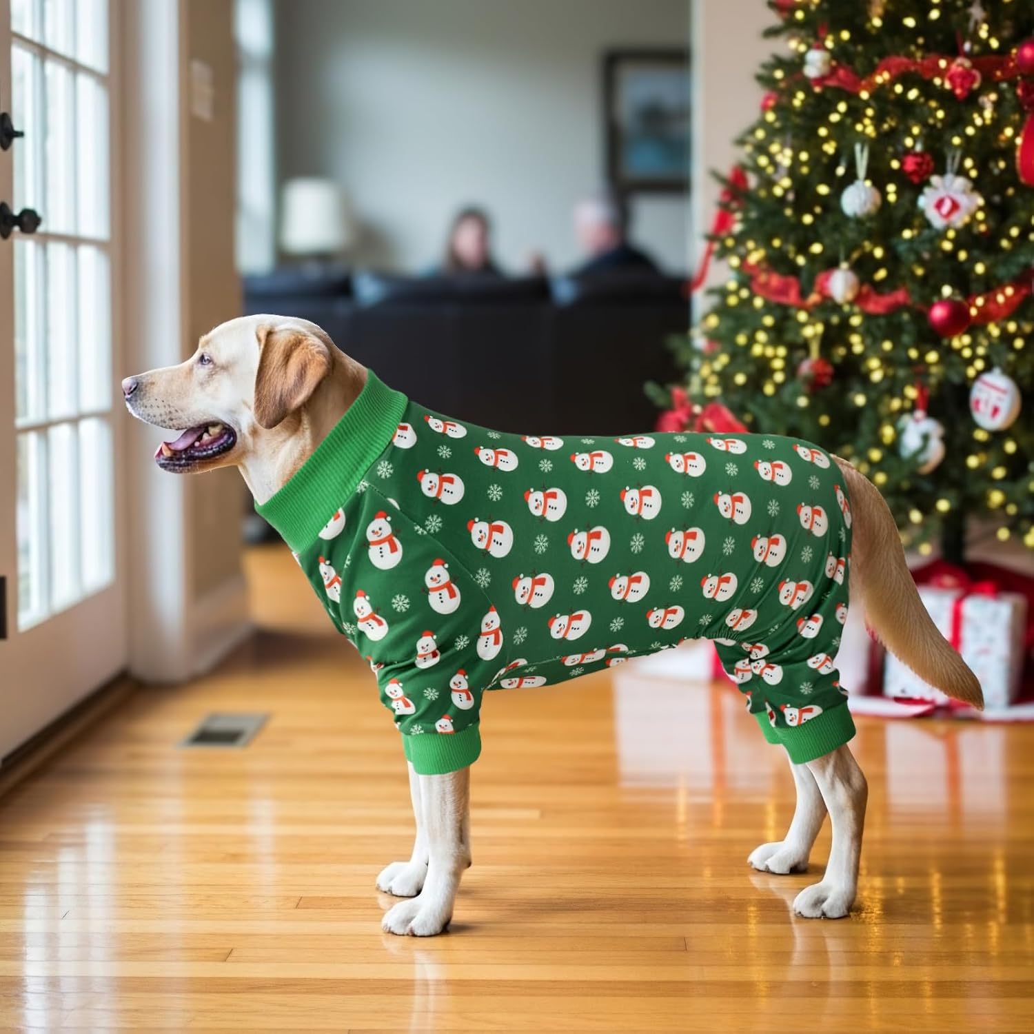 Vehomy 2-Pack Christmas Dog Pajamas Xmas Pet Pjs with Snowman Elk Patterns Christmas Dog Onesie Jumpsuits Jammies Clothes Stretchy Shirts Comfy Outfit Costume Apparel for Small Medium Large Dogs XXL