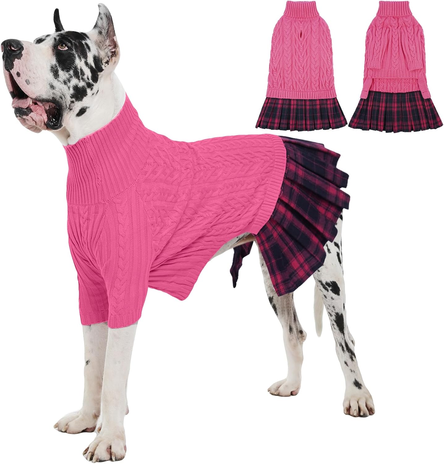 IECOii Big Girl Dog Sweater Dress, Cable Knit Sweater for Extra Large Dogs Girl,Purple,4XL, Cute Dog Warm Dress for Fall Winter, Good Stretcy Fit Knitwear for Giant Breed Dogs Female Indoor & Outdoor