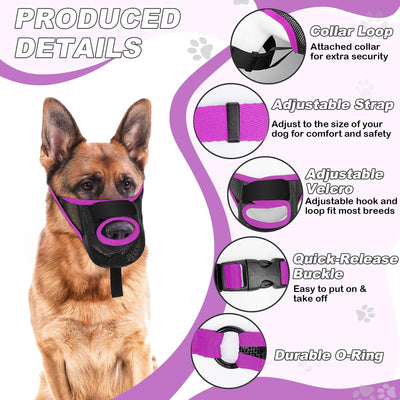 Dog Muzzle with Front Opening Design Allows Panting Drinking(Purple-M)