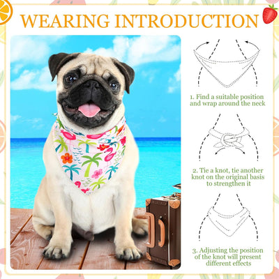 Weewooday 15 Pcs Summer Pet Bandanas Bulk Dog Triangle Bib Scarf Summer Hawaii Style Flamingo Fruit Leaf Pattern Dog Bandana Pet Kerchief Set for Small Medium Puppy Cat Costume Accessory(Fresh)