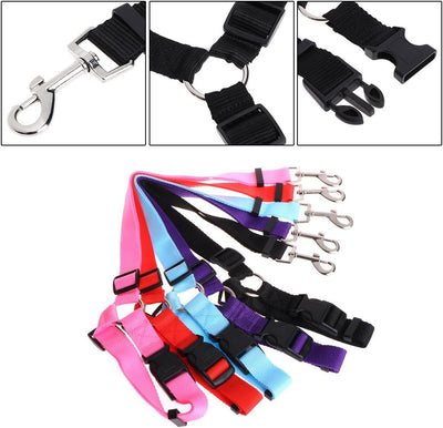 Pet Harness Dogs Safety Belt, Nylon Strap Car Seat Travel Collar Leash Adjustable Black