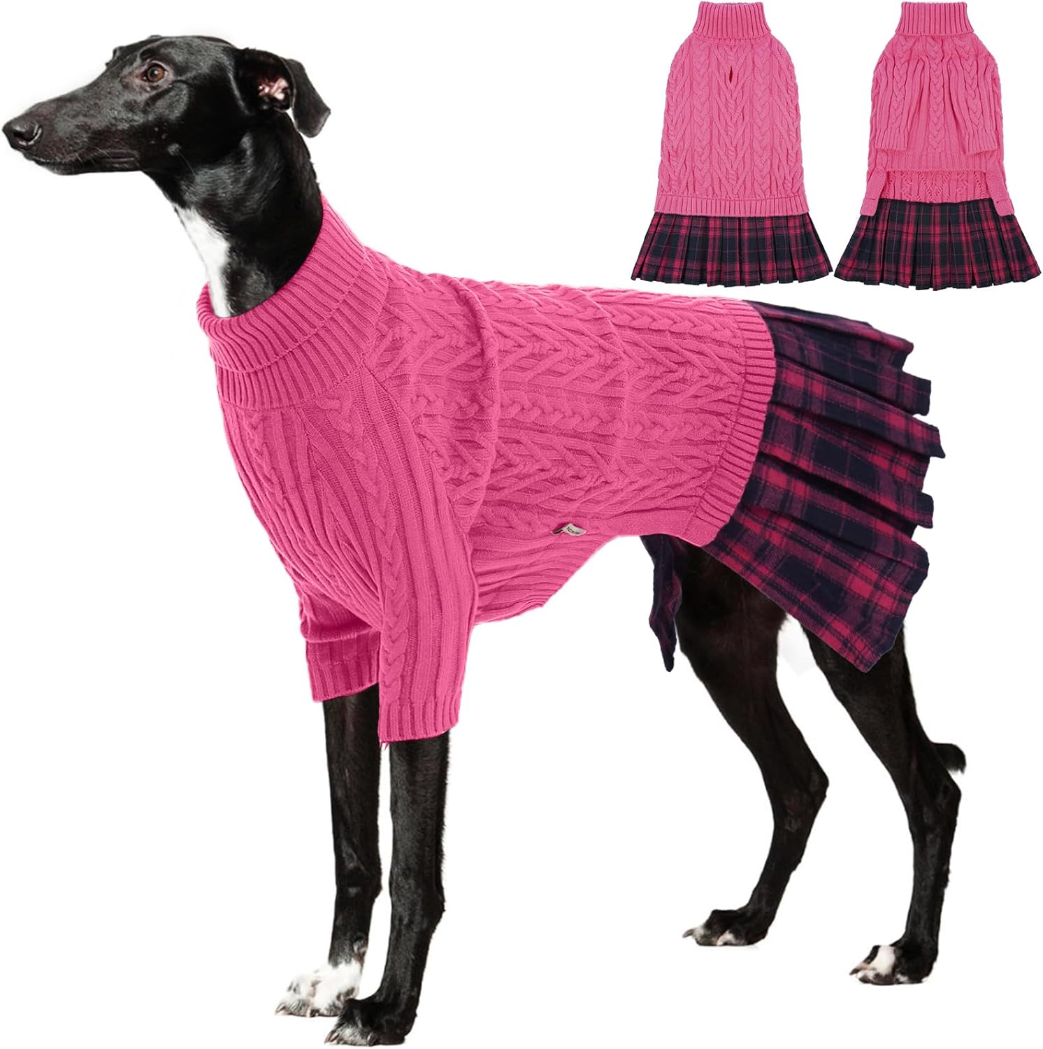 IECOii Big Girl Dog Sweater Dress, Cable Knit Sweater for Extra Large Dogs Girl,Purple,4XL, Cute Dog Warm Dress for Fall Winter, Good Stretcy Fit Knitwear for Giant Breed Dogs Female Indoor & Outdoor