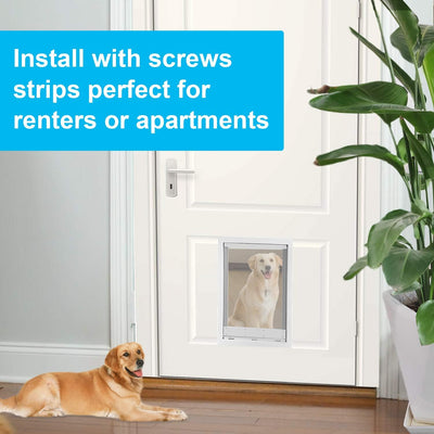 CEESC Puerta para perro con solapa magnética transparente suave y panel de cierre a presión, puerta de plástico PVC de alta calidad para perros y gatos pequeños (M, blanco)