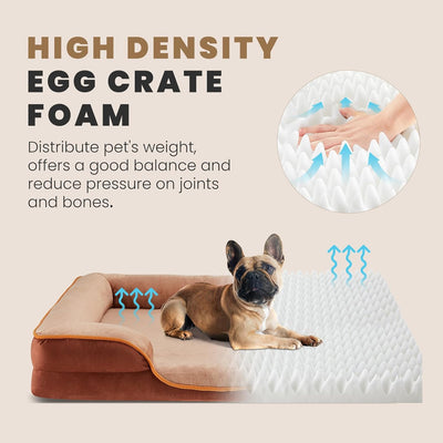 Sweetcrispy Orthopedic Dog Bed, Memory Foam Puppy Sleeping Sofa for Medium Pets with Washable Removable Cover Non-Slip Base Waterproof Liner Egg Crate, Olive Brown, 28" L x 23" W x 6.5" Th