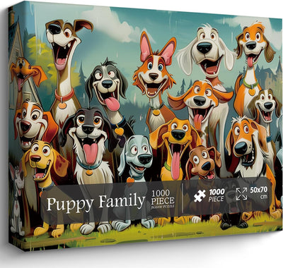 Funny Dog Puzzles for Adults 1000 Pieces, Cute Puppy Animal Jigsaw Puzzle, Challenging Puppies Family Puzzle as Home Wall Art Decor