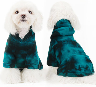 Chic Tie-Dye Dog Hoodie with Practical Pocket - Fashionable and Cozy Sweatshirt for Small, Medium, and Large Dogs, Ideal for Casual Outings and All-Day Comfort in Vibrant Colors. Cyan XL