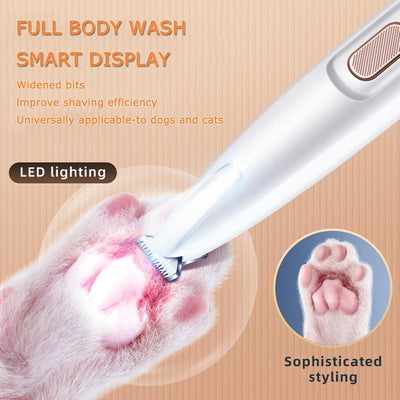 1 x Hundepfotentrimmer mit LED-Licht, 35 dB, geräuscharm, präziser Haustier-Potentrimmer für Hunde und Katzen, Sicherheits-Elektro-Pfotenhaarschneider für Pfoten, Ohren, Rumpf, Gesicht, Augen