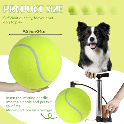 susu & wuwu Giant Tennis Ball for Dogs Yellow Big Tennis Ball for Dog Birthday Gift 9.5" Pet Toy Balls for Small/Medium/Large Dogs