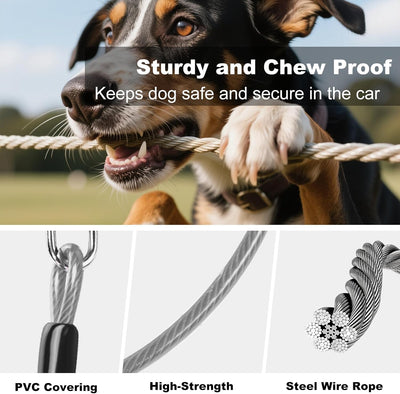 Dog Seat Belt for Car,Chew Proof Dog Car Seat Belt,2 in 1 Car Harness for Dogs Safety Seat Belt,Heavy Duty Pet Seat Belt for Medium Large Dogs Chewer