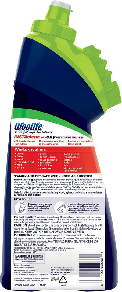 BISSELL InstaClean Oxy Pet Spot and Stain Remover with Brush Head, 4 pack, 17409