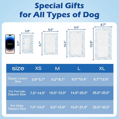 Dog Diaper Liners for Male and Female Dogs-80PCS, Disposable Booster Pads for Dogs, Doggie Diaper Inserts fit Most Types of Dog Diapers - Pet Belly Bands and Male Wraps Pads