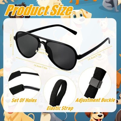 Gafas de sol para perros, suministros para mascotas para perros de raza mediana y grande con correa ajustable, protección UV negra, gafas de sol para equitación de mascotas, senderismo, natación