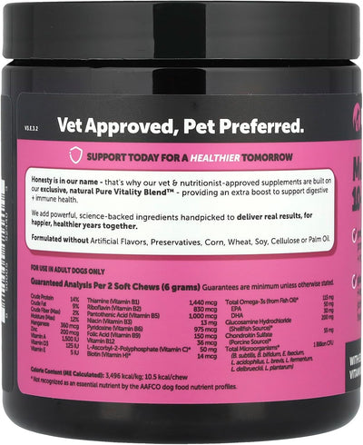 Multivitamin Dog Supplement, Glucosamine chondroitin for Dogs, Probiotics, Omega Fish Oil, Dog Supplements & Vitamins, Vitamins for Skin and Coat Allergies, (Peanut Butter 90 ct)