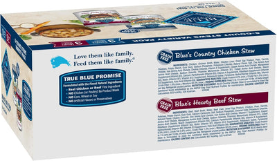 Blue Buffalo Blue's Stew Natural Wet Dog Food, Made with Natural Ingredients, Hearty Beef and Country Chicken Variety Pack, 12.5-oz. Cans, 6 Count