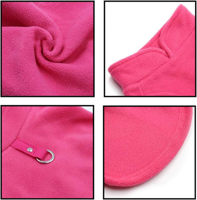 JACKO & CO - Fleece Vest Sweater with Leash Ring - Soft Lightweight Breathable for Puppies Small Medium Dogs, Kitten, Cats, Chihuahua - Warm for Fall/Autumn/Winter (Pink, Large 10-16lbs)