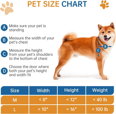 3-Flap Dog Door, Pet Door for Dogs and Cats, Pet Door for Wall, ABS Frame and Telescoping Tunnel, Safty Lock, Double Flap Dog Door and Cat Door, Strong and Durable, Large Size