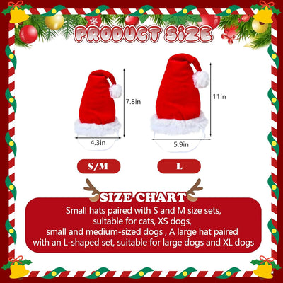 Dog Christmas Santa Hat with Adjustable Scarf,Dog Christmas Outfit Doggy Xmas Cap Red Knit Scarf with White Pompom Ball,Pet Warm Headgear and Neck Accessories for Small Medium Dogs Pets (Medium)