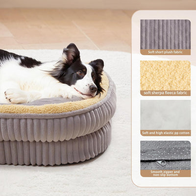 Orthopedic Dog Bed for Medium, Large Dogs Breeds, High Density Egg Crate Foam Dog Sofa Beds with Four Sided Bolster,Oval Kennel Bed, Pet Couch Bed,Removable Washable Cover& Non-Slip Bottom