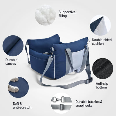 Amazon Basics Pet Booster Car Seat for Small to Medium Dogs, Travel Carrier Bed with Leash & Washable Cover