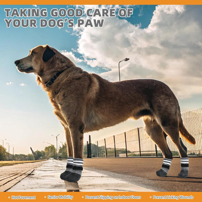 KOOLTAIL Anti Slip Dog Socks to Prevent Licking Paws for Hot/Clod Pavement,Waterproof Long Snow Dog Boots&Paw Protector with Strap Traction Control for Hardwood Floor for Small Medium Large DogsXXL