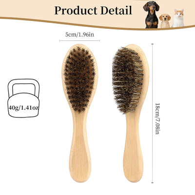 Soft Boar Bristle Dog Brush for Short Haired, Gentle Deshedding & Grooming Tool, Ideal Pet Hair Brush, Puppy Essentials for Grooming and Shedding ， Small