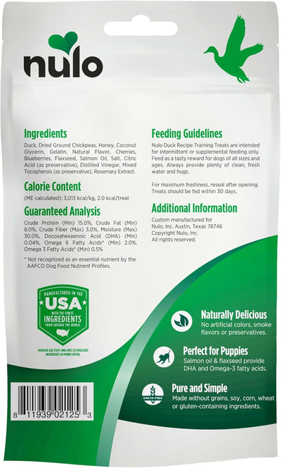 Nulo Duck Flavor Healthy Dog and Puppy Training Treats, 4 Ounce Pouch
