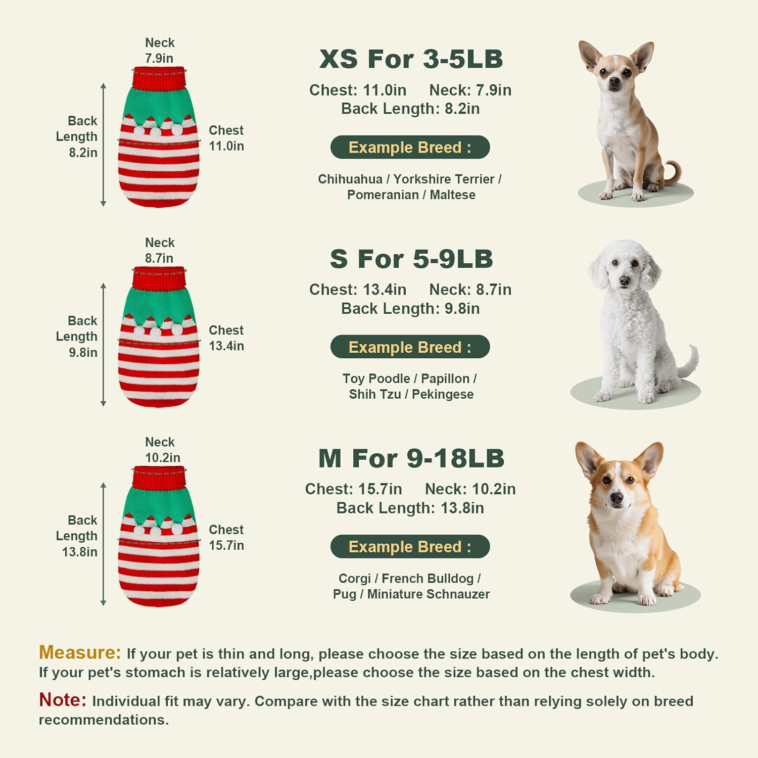 Dog Sweater Knitted for Small to Large Dogs Boy Girl, Classic Turtleneck Dog Christmas Sweaters, Warm & Soft Pet Clothes for Winter (Santa Stripe, M)