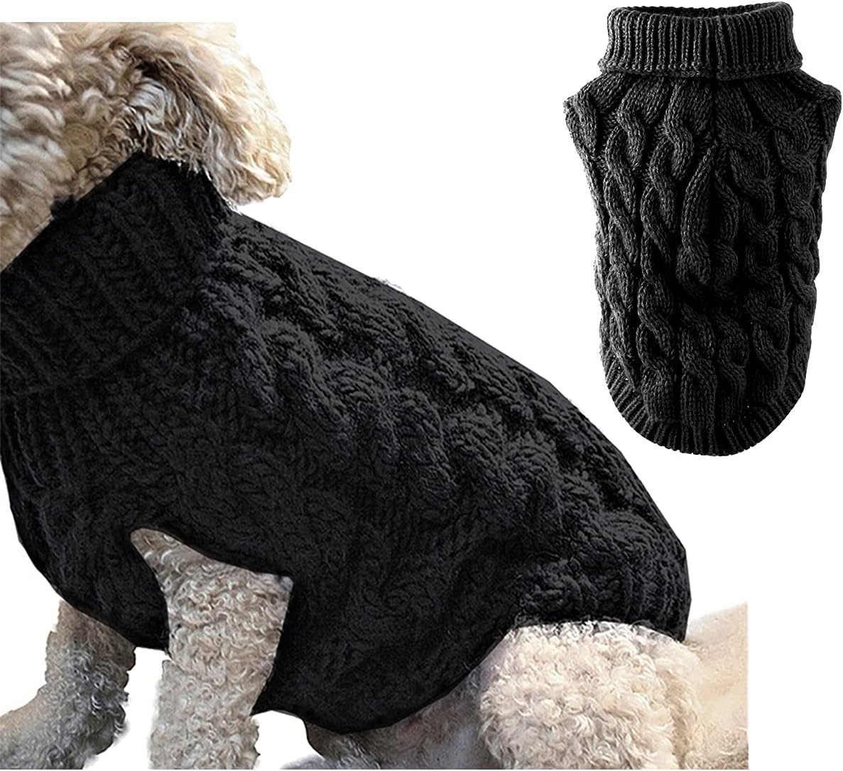 Winmany Pet Dog Turtleneck Knitting Sweater Coat Winter Warmer Thickening Pullover Knitwear Crochet Coat Clothes for Small Medium Dog Cat