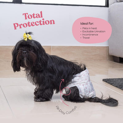 Comfortable Female Dog Diapers - 30-Pack Super Absorbent Disposable Doggie Diapers - FlashDry Gel Technology & Wetness Indicator - Leakproof Diapers for Dogs in Heat, Excitable Urination, Incontinence