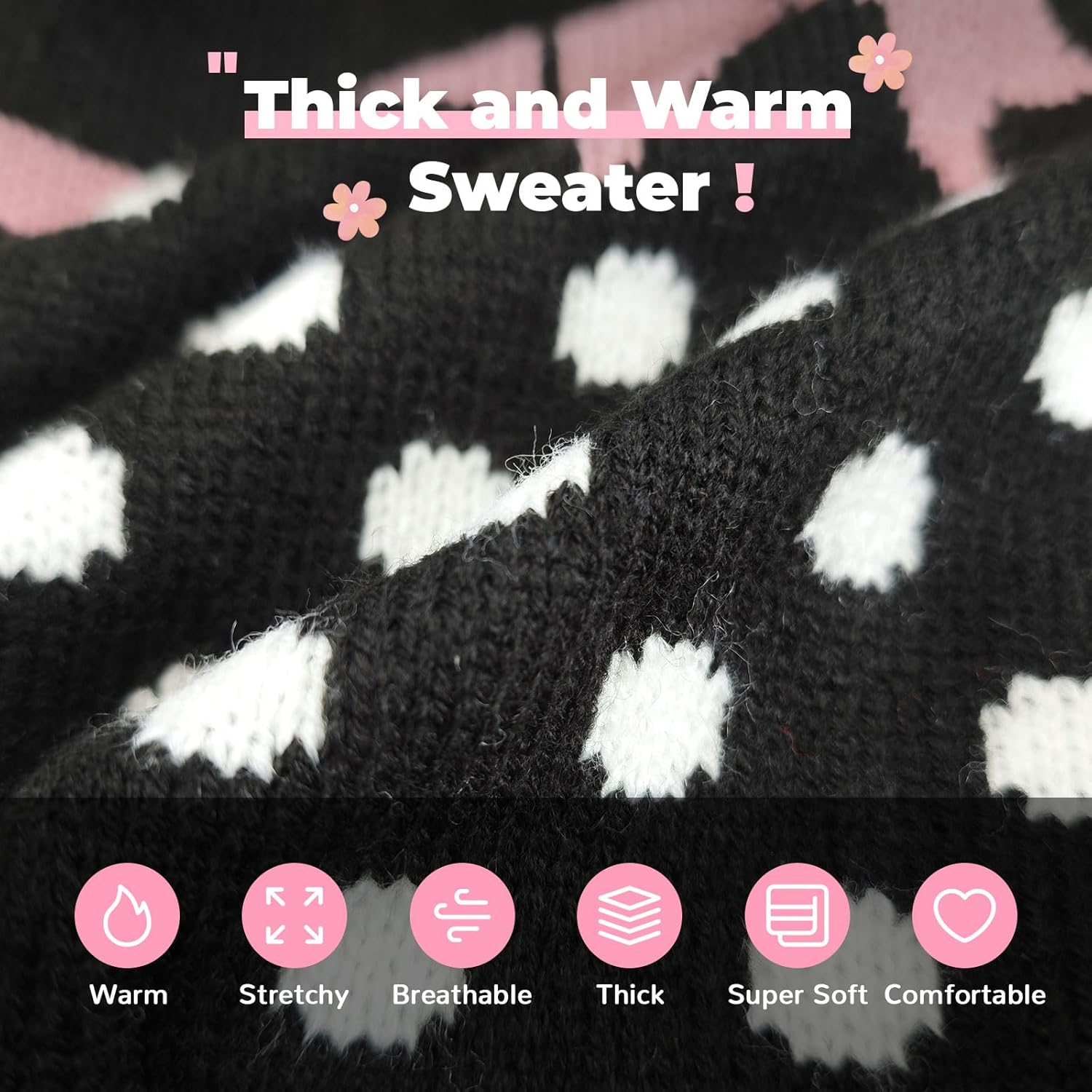 PETCARE Cute Dot Dog Sweater for Small Medium Dogs Girl with Purple Bowtie Knitted Warm Fall Winter Puppy Clothes Cat Sweaters for Cats Only Dachshund Chihuahua Yorkie Dog Outfits Vest Jumper