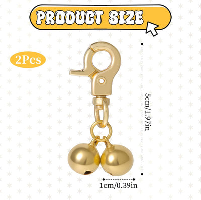 2 Pcs Gold Bells for Dog Collars Cat Bell for Pet Collar Pet Bell with Heavy Duty Snap Clips Pet Pendant Accessories Pet Christmas Gift Training Pet Collar Charms