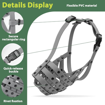 Mayerzon Pitbull Muzzle, Lightweight Basket Muzzle for Large Medium Dogs Rottweiler Amstaff to Prevent Biting Eating, Safe for Grooming Vet Visits Training, Allows to Pant Drink, Adjustable & Sturdy