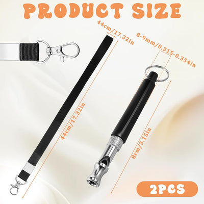 2PCS Dog Whistles, Dog Whistle to Stop Barking, Adjustable Ultrasonic Dogs Whistle with Lanyard Dogs Training Whistles (Black)