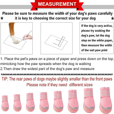 QUMY 4PCS Dog Boots for Large Dogs, Medium Dog Shoes & Paw Protectors for Hot Pavement, Summer Heat Protection, Mesh Breathable Nonslip Dog Booties for Hardfloors, Walking Running Hiking Pink Size 8