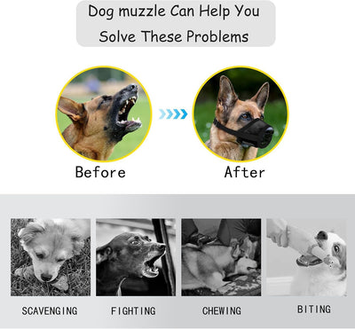 Dog Muzzle,Soft Air Mesh Muzzle for Large Dogs to Prevent Biting Barking Chewing, Breathable Mouth Guard Adjustable Loop Strap Pets Muzzle for Training(Black,L)