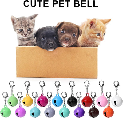 Molain 16 Pcs Cat Dog Collar Bells, Jingle Bell for Cat Collar, Dog Collar Charms, Colourful Pet Small Bells with Clasps, Pet Collar Accessories, Festival Party DIY Crafts Decoration