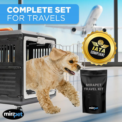 USA Pet Carrier with Pad & Travel Kit 26'' - Premium Collapsible Design for Cats and Dogs - Indoor/Outdoor - 360-Degree Ventilation & Hard Plastic Wall Protection