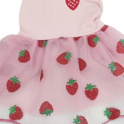Pink Strawberry Dog Cat Dress for Small Dogs Girl Cute Dog Princess Dresses Puppy Tutu Skirt Chihuahua Teddy Pomeranian Sundress Birthday Holiday Clothes Cat Pet Wedding Outfit