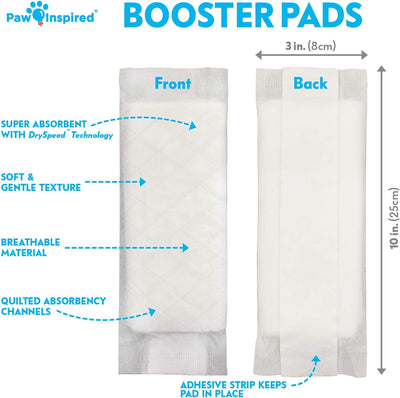 Paw Inspired Dog Diaper Pads | Booster Pad Inserts for Female and Male Washable and Disposable Dog Diapers and Belly Bands | Adds Absorbency, Stops Leaks (30 Count)