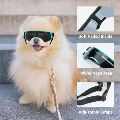 Lesypet Gafas de sol para perros de razas pequeñas, gafas para perros pequeños, resistentes al viento, anti-UV, para perros, protección ocular al aire libre, color azul