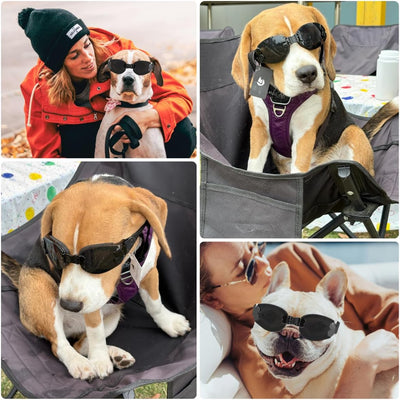 Foldable Dog Goggles for Small to Medium Breed Anti-UV Dog Sunglasses with Adjustable Straps