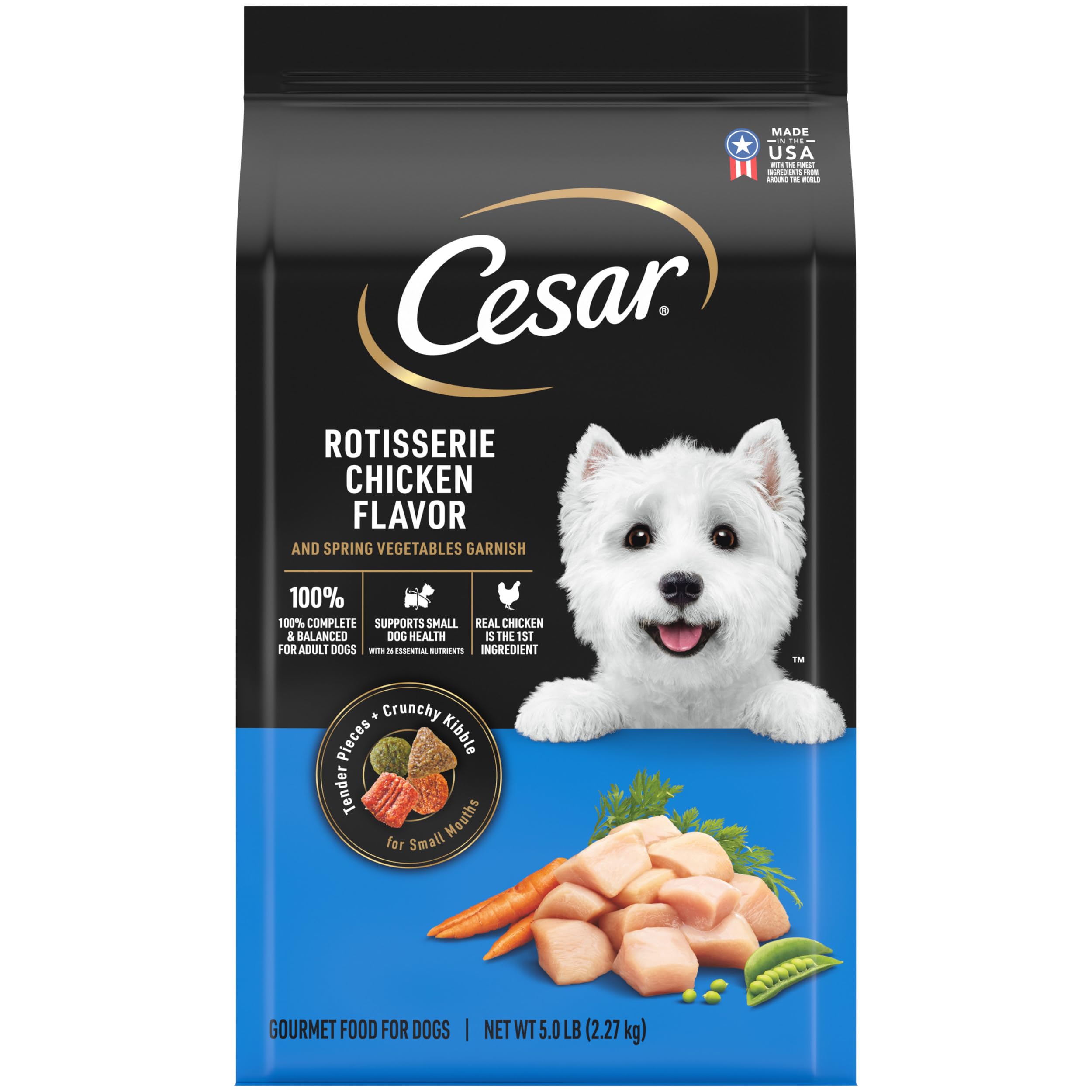 Cesar Small Breed Dry Dog Food Filet Mignon Flavor and Spring Vegetables Garnish, 12 lb. Bag