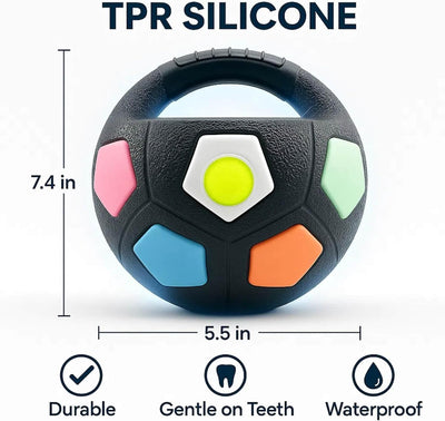 The Mellow Dog Calming Ball with Handle, Interactive Pet Toss and Catch Toys, Squeaky Floating Rubber Ball, Suitable for All Kinds of Dogs, Training and Outdoor Games (1PC-BlackA)