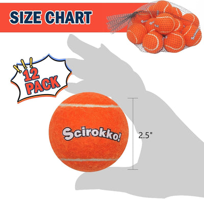 Tennis Balls for Dogs - Squeaky Bouncy Ball Toys 2.5 inches 12 Pack for Indoor Playing and Outdoor Interactive Fetch Training