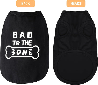 Discover Cozy Cotton Canine Wear: Soft, Lightweight, and Breathable Dog Shirt Vest with Eye-Catching Graphics(Bad to The Bone), Keeping Your Furry Friend Warm and Comfy! Black S