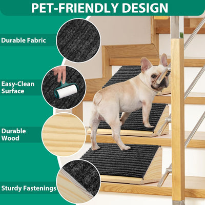 Non-Slip Dog Ramp, 2-Pack Low-Angle Pet Stair Ramp for Small Dogs & Cats for Any Staircase, Gentle Steps Stair Assist for Elderly, Injured Pets